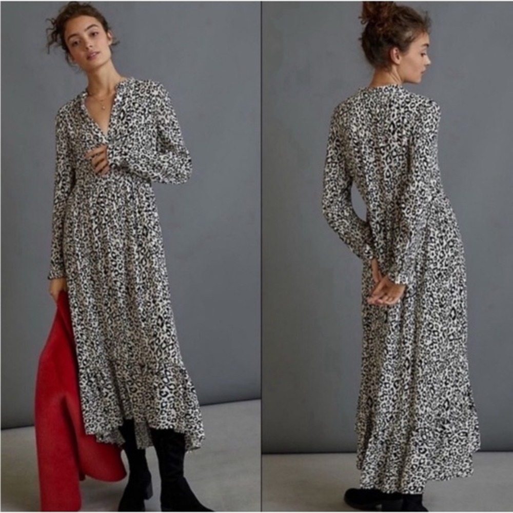 Mare Mare Anthropologie Lynda Leopard Print Maxi Dress